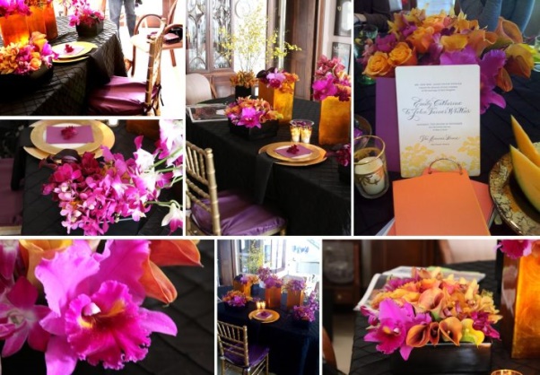 pink orange yellow purple wedding reception